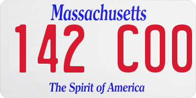 MA license plate 142CO0