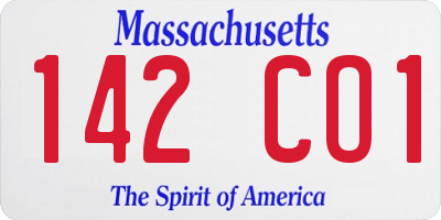 MA license plate 142CO1