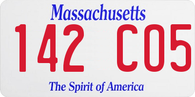MA license plate 142CO5