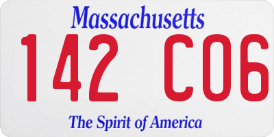 MA license plate 142CO6
