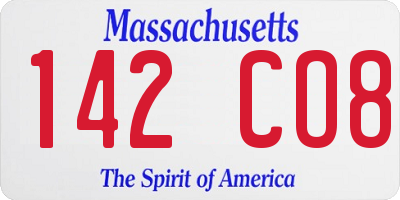MA license plate 142CO8