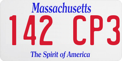 MA license plate 142CP3