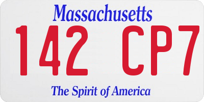 MA license plate 142CP7