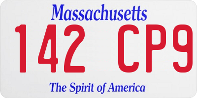 MA license plate 142CP9