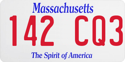 MA license plate 142CQ3