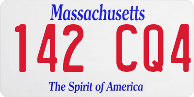 MA license plate 142CQ4