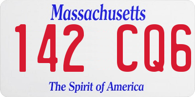 MA license plate 142CQ6