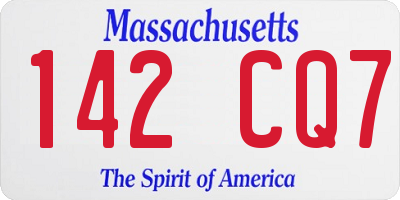 MA license plate 142CQ7