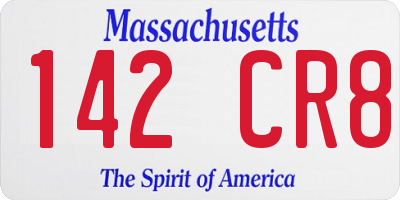 MA license plate 142CR8