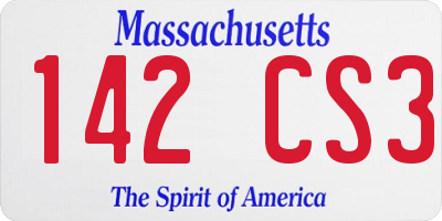MA license plate 142CS3