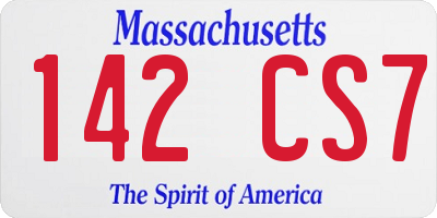 MA license plate 142CS7