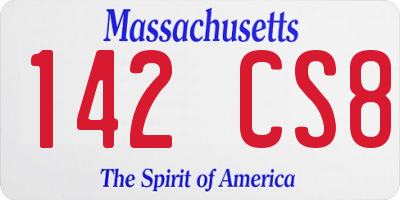 MA license plate 142CS8