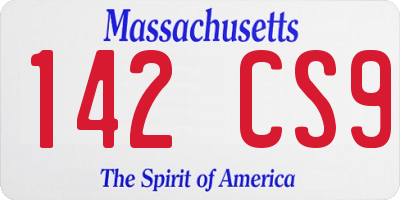 MA license plate 142CS9