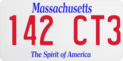 MA license plate 142CT3