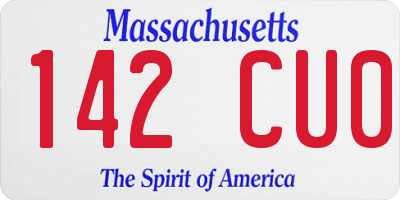 MA license plate 142CU0