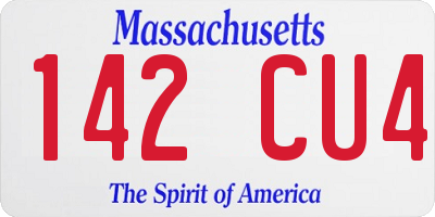 MA license plate 142CU4