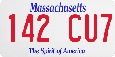 MA license plate 142CU7