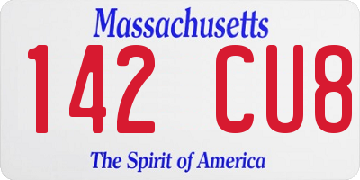 MA license plate 142CU8