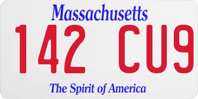 MA license plate 142CU9