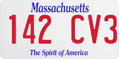MA license plate 142CV3