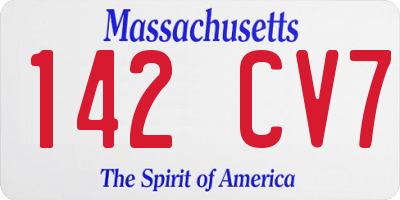 MA license plate 142CV7