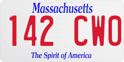 MA license plate 142CW0