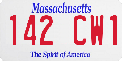 MA license plate 142CW1