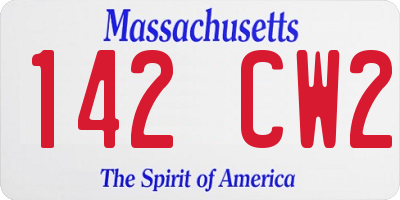 MA license plate 142CW2