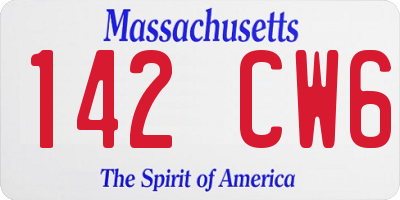 MA license plate 142CW6