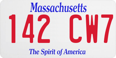 MA license plate 142CW7
