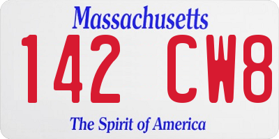 MA license plate 142CW8