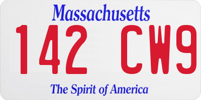 MA license plate 142CW9