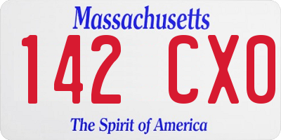 MA license plate 142CX0