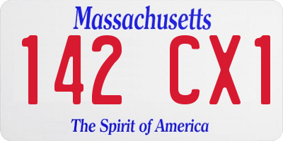 MA license plate 142CX1