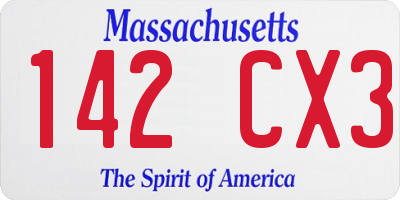 MA license plate 142CX3