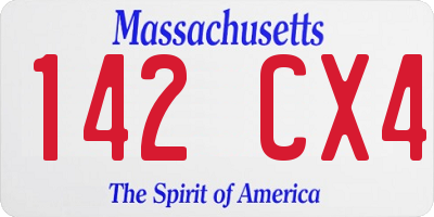 MA license plate 142CX4