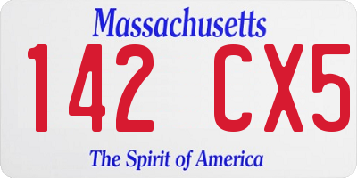 MA license plate 142CX5