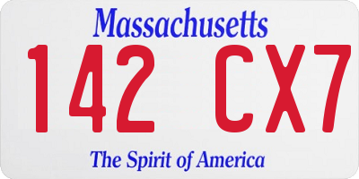 MA license plate 142CX7
