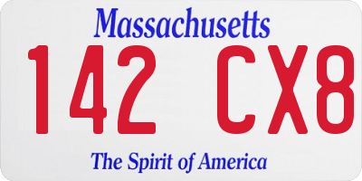 MA license plate 142CX8
