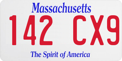MA license plate 142CX9