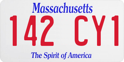 MA license plate 142CY1