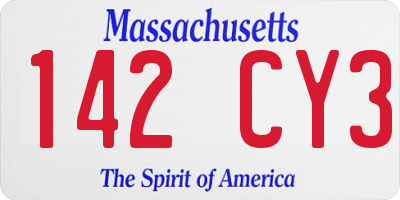 MA license plate 142CY3
