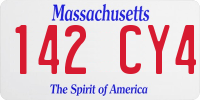 MA license plate 142CY4