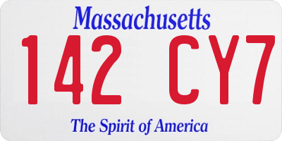 MA license plate 142CY7