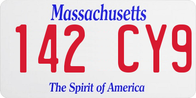 MA license plate 142CY9