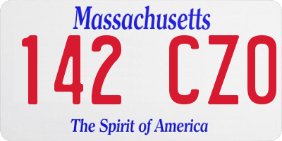 MA license plate 142CZ0