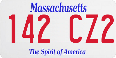 MA license plate 142CZ2