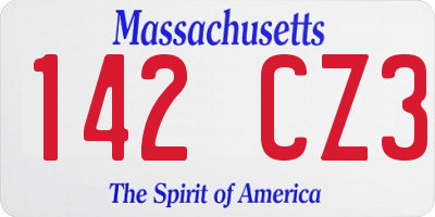 MA license plate 142CZ3