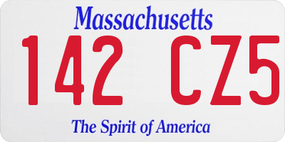 MA license plate 142CZ5