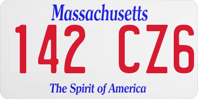 MA license plate 142CZ6